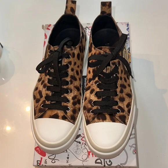 Dolce & Gabbana Leopard Print Sneakers with Black Laces